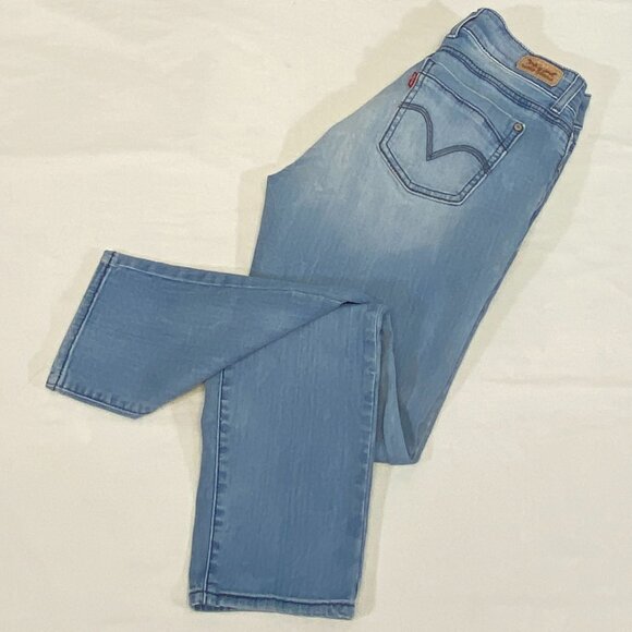 Levi's 529 Curvy Straight Leg Mid Rise 10 Stretch Faded Light Wash Denim Jeans - Picture 10 of 14